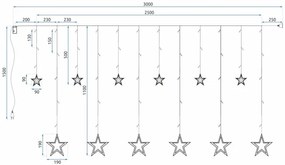 LED záves CD002-138 farebné hviezdy, s diaľkovým ovládaním