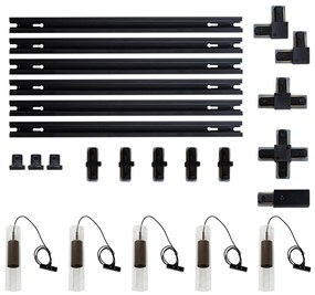 Moderný koľajnicový systém s 5 závesnými svetlami tmavá bronz 1-fázový - Iconic Lloyd