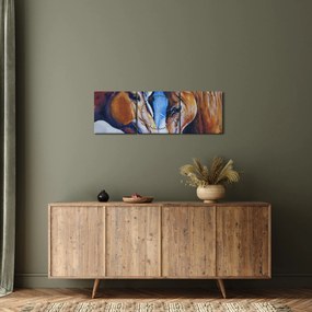 Obraz - Zamilované kone (s hodinami) (90x30 cm)