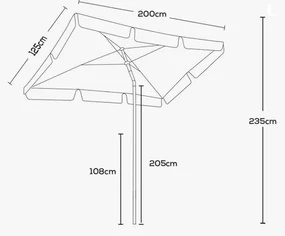 TRENDIE Záhradný slnečník 125x200 cm tmavo béžový