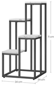 Stojan na kvety so štyrmi policami - mramor / čierne nohy