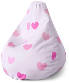 Sablio Sedací vak Pear Ružové srdce - 70 x 95 x 15 cm
