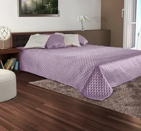 Prešívaný saténový prehoz 200 x 220 cm - PALERMO fialový