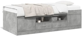 Denná posteľ so zásuvkami betónovosivá 90x190 cm kompoz. drevo 3280254