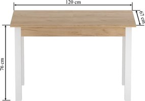 Vintino Jedálenský stôl VERITAS 120-160cm/ × 67 cm  dub zlatý craft / biela