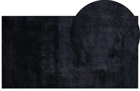 Koberec z umelej zajačej kožušiny 80 x 150 cm čierny MIRPUR Beliani