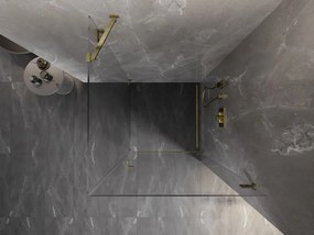 Mexen Lunar-B, pravostranný výklopný sprchový kút 80 x 80 cm, 8mm číre sklo, zlatý profil, 832-080-080-50-00-P