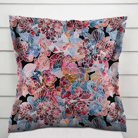 Biante Dekoračná obliečka na vankúš s lemom Rongo RGP-503 Červeno-modré kvety 45 x 45 cm