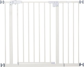 PawHut Kovová Bezpečnostná Brána Pre Psov s Nastaviteľnou Dĺžkou a Automatickým Uzatváracím Systémom pre Schody a Chodby 74-97,5x76,2 cm Biela | Aosom