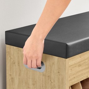 Botník s lavicou a čiernym sedákom z eko kože TAYLOR ARTISAN 80x30x44 cm