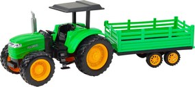 LEAN Toys Poľnohospodársky traktor s prívesom, diaľkovo ovládaný RC, zelený