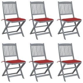 Skladacie záhradné stoličky s podložkami 6 ks akáciový masív 3065440