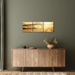 Obraz mosta pri západe slnka (s hodinami) (90x30 cm)