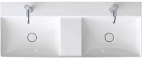 DURAVIT DuraSquare dvojumývadlo do nábytku s dvomi otvormi, bez prepadu, spodná strana brúsená, 1200 x 470 mm, biela, s povrchom WonderGliss, 23531200711