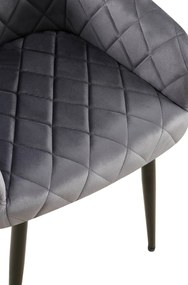 Jedálenská stolička Monett - zamat, B čierny rám - Tmavo sivá