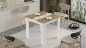 Štvorcový jedálenský stôl Houseland Future 01 biely/dub Castello