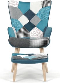 Kreslo patchwork s podnožkou AK-305B PWBL2