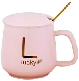 Sada keramického hrnčeka s elektrickým ohrievačom Lucky v darčekovom balení - pink
