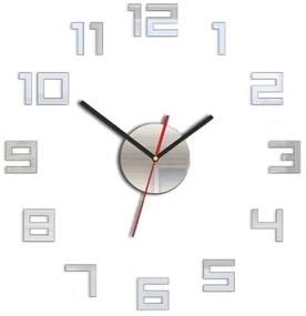 Nástěnné samolepící hodiny Digit 50 cm zrcadlové