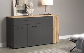 Komoda so zásuvkou Esteban 150 cm, antracit/dub evoke