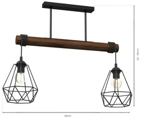 Prisadený luster ACERO 2xE27/60W/230V