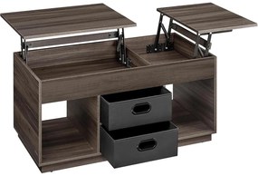 Konferenčný stolík VASAGLE, konferenčný stolík s 2 zásuvkami a priehradkami, poplavý hnedý