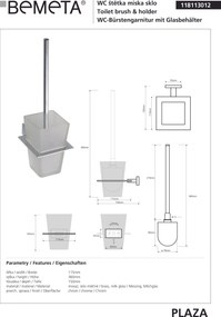 Bemeta Design PLAZA: WC kefa, na zavesenie, sklo - 118113012
