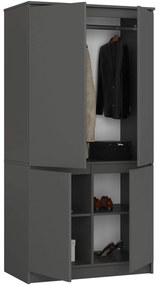 Šatní skříň CLP S90/4D grafitově šedá