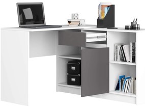 Rohový psací stůl B-17 s komodou bílý/grafitově šedý