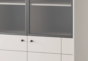 Vysoká vitrína Japandi, 104 cm, béžová kašmír