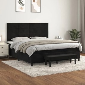 Posteľný rám boxspring s matracom čierny 160x200 cm zamat 3137853