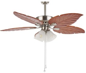 Stropný ventilátor so svetlom svetlé drevo/strieborný GILA Beliani