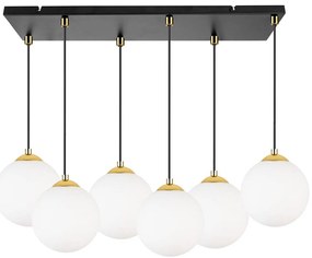 Závesné svietidlo Florence, 6x biele sklenené tienidlo, (výber z 3 farieb uchytenia)