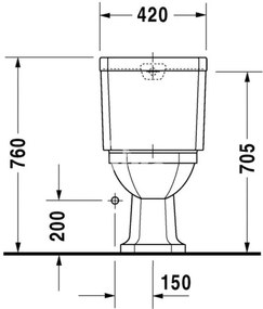 Duravit 1930 - WC kombi misa, spodný odpad, biela 0227010000