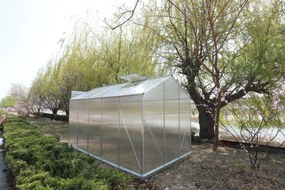 Skleník so základňou BestBerg BBGH-1006S / 5,95 m² / 313 × 190 × 194 cm / strieborná