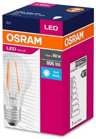 LED žiarovka E27 A60 7W = 60W 806lm 4000K Neutrálne 300° vlákno OSRAM