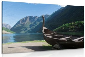 Obraz drevená vikingská loď - 120x80