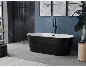 Mexen Luna, voľne stojaca vaňa 150 x 75 cm, biela-čierna, čierny matný prepad, 52031507575-70