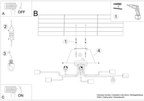 Stropné svietidlo Vector 8, biele telo svietidla