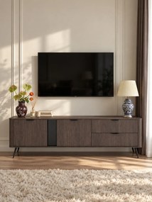 TV skrinka Edrin 195 cm so zásuvkami - dub dunin / čierna