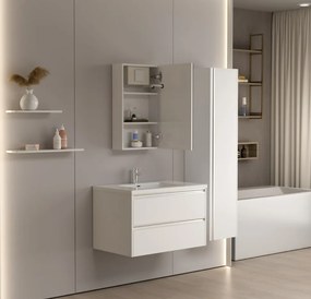 Erga Hana, zrkadlová galérka s LED osvetlením 40x70cm s integrovanou zásuvkou, biela, ERG-V05-HANA-4070-WH