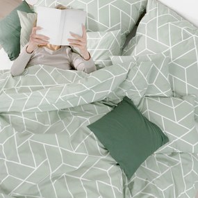 Goldea bavlnené posteľné obliečky - mozaika na šalviovom 140 x 200 a 70 x 90 cm