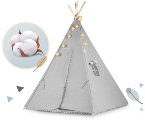 Detský stan Tepee so svetlom Nukido - sivý