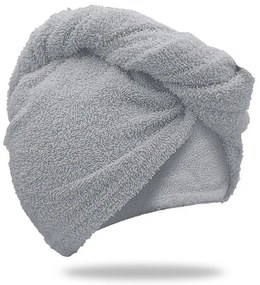 Rýchloschnúci froté turban na vlasy svetlosivý, 100% bavlna