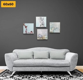 Set obrazov jemné zátišie s anjelikom - 4x 60x60
