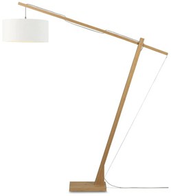Stojacia lampa s bielym tienidlom a konštrukciou z bambusu Good&amp;Mojo Montblanc