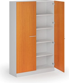 Kovová spisová skriňa s drevenými dverami, demontovaná, 1950 x 1200 x 500 mm, čerešňa