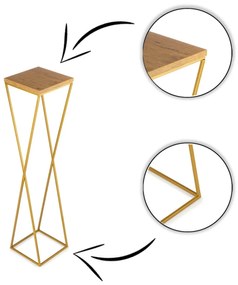 Květinový stojan LOFT II 100 cm zlatý/dub lancelot