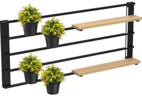 Nástenná polica s kvetináčmi a LED osvetlením SHELF 50x118 cm čierna/béžová