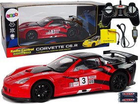 LEAN Toys Závodné športové auto R/C 1:18 Corvette C6.R Red 2.4 G Lights